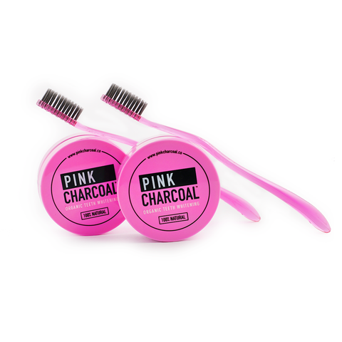Pink Toothbrush with Charcoal Bristles