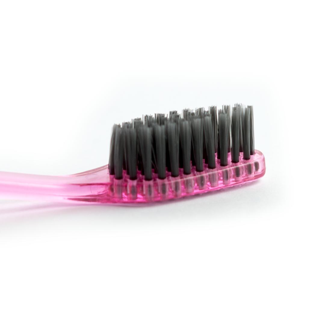 Pink Toothbrush with Charcoal Bristles
